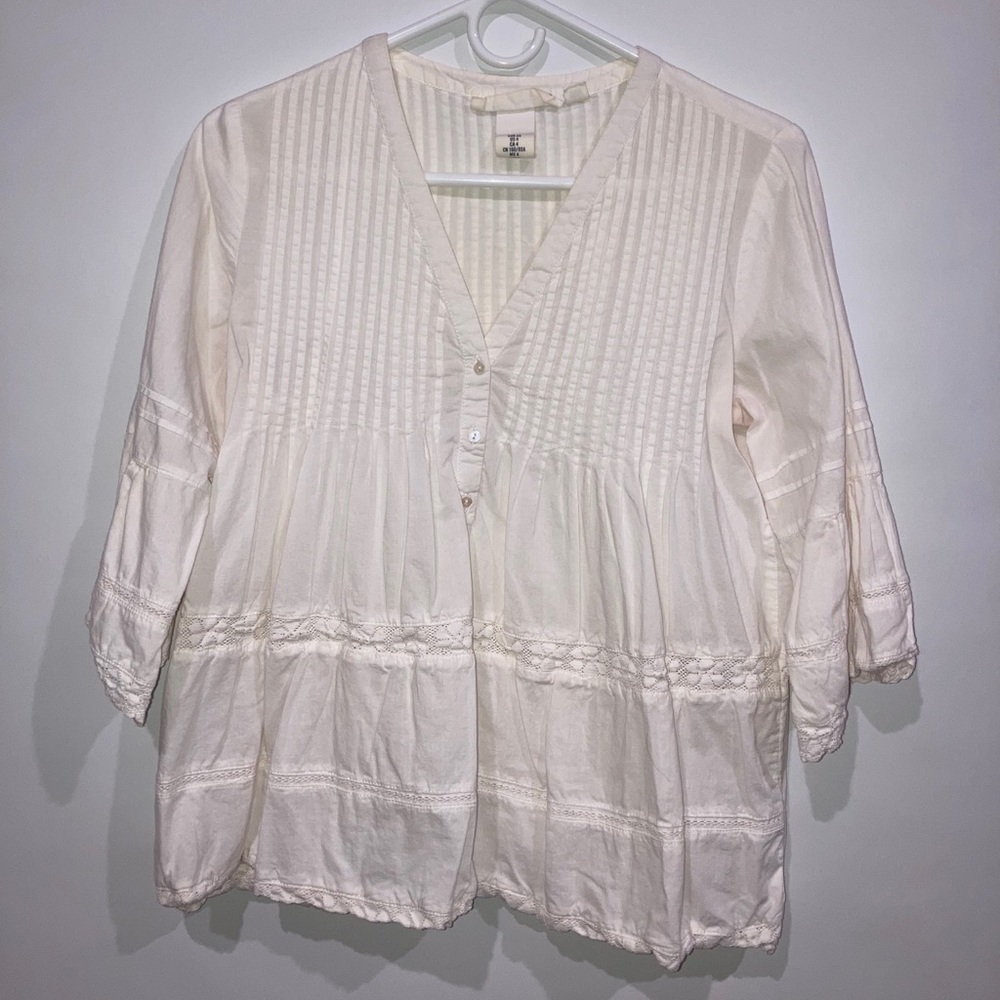 H&M White Cropped Blouse